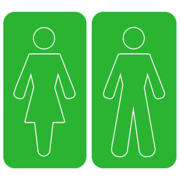 WC, toilette vert (2 stickers 15x15cm) - Sticker/autocollant