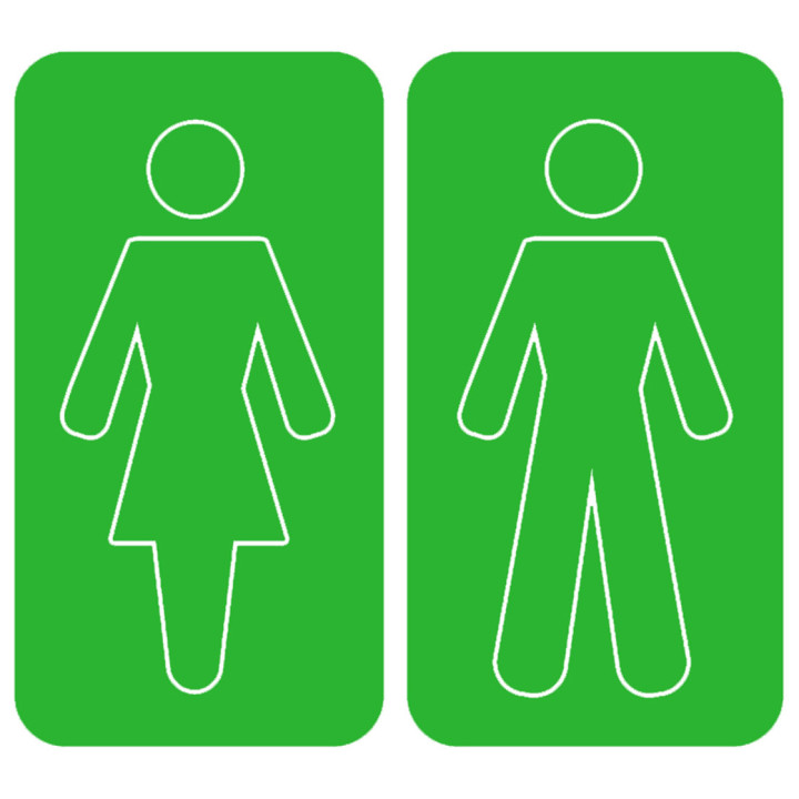 WC, toilette vert (2 stickers 10x10cm) - Sticker/autocollant