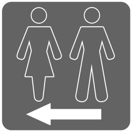 WC, toilette gris flèche gauche (10x10cm) - Sticker/autocollant