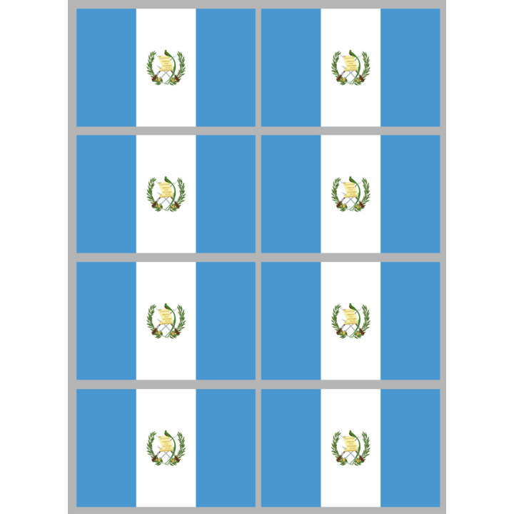 Drapeau Guatemala (8 stickers 9.5x6.3cm) - Sticker/autocollant