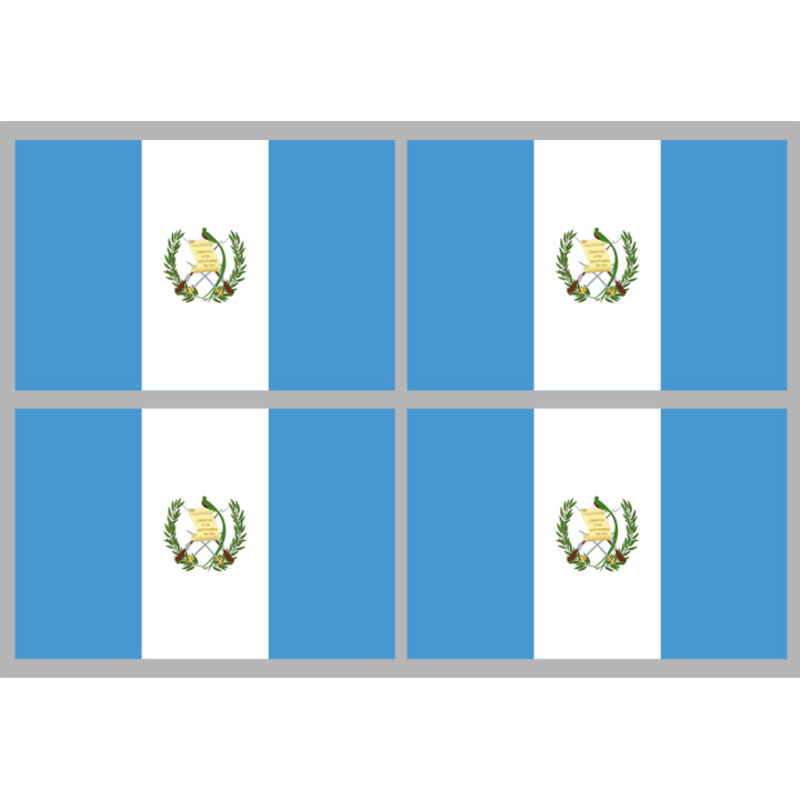 Drapeau Guatemala (4 stickers 9.5x6.3cm) - Sticker/autocollant