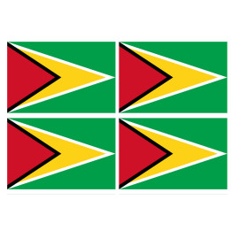 Drapeau Guyana - (4 stickers 9.5x6.3cm) - Sticker/autocollant