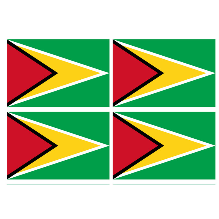 Drapeau Guyana - (4 stickers 9.5x6.3cm) - Sticker/autocollant