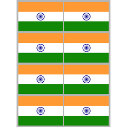 Drapeau Inde (8 fois 9.5x6.3cm) - Sticker/autocollant