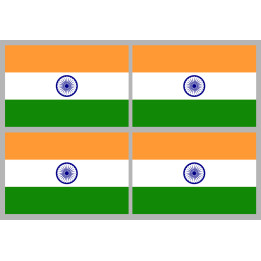 Drapeau Inde (4 fois 9.5x6.3cm) - Sticker/autocollant