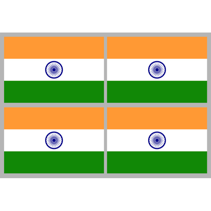 Drapeau Inde (4 fois 9.5x6.3cm) - Sticker/autocollant