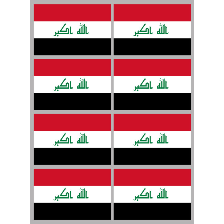 Drapeau Irak (8 fois 9.5x6.3cm) - Sticker/autocollant