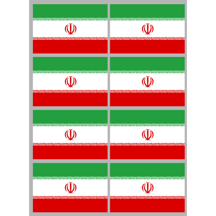 Drapeau Iran (8 fois 9.5x6.3cm) - Sticker/autocollant