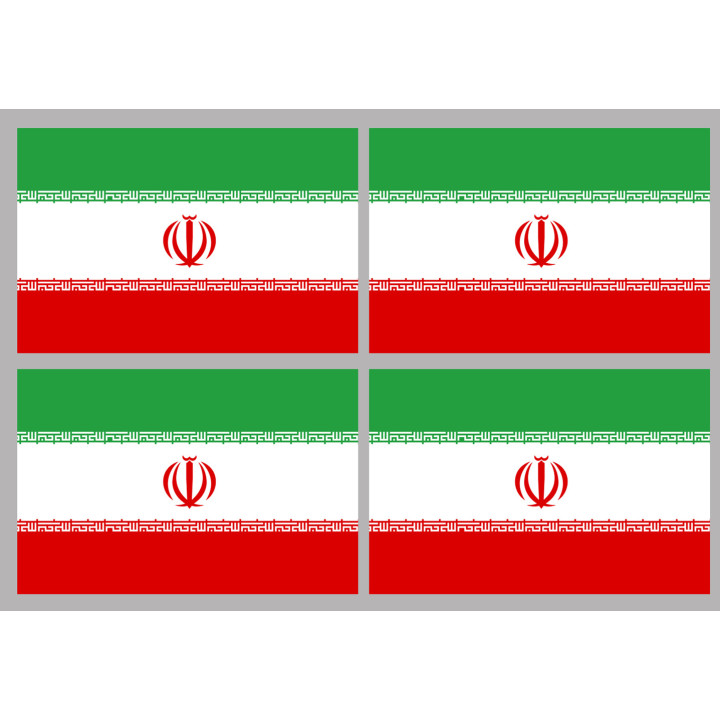 Drapeau Iran (4 fois 9.5x6.3cm) - Sticker/autocollant