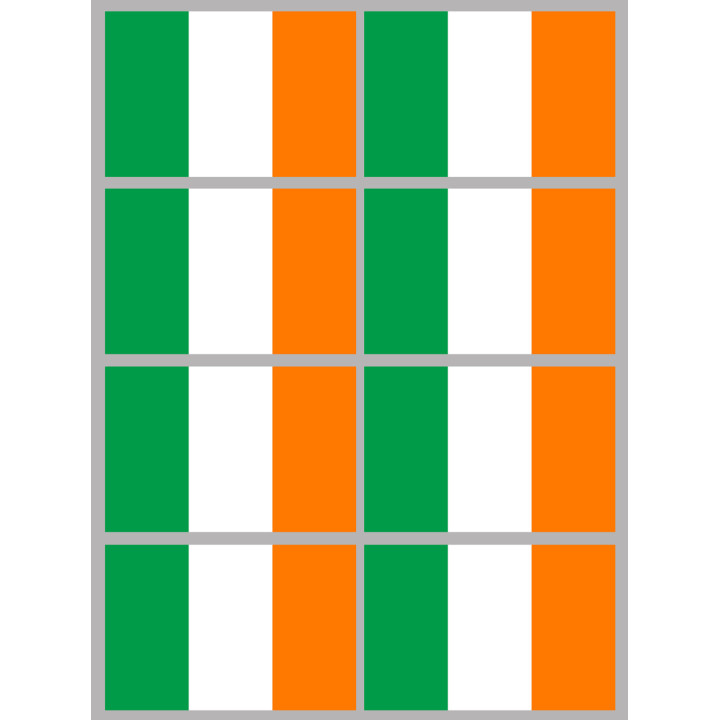 Drapeau Irlande (8 fois 9.5x6.3cm) - Sticker/autocollant