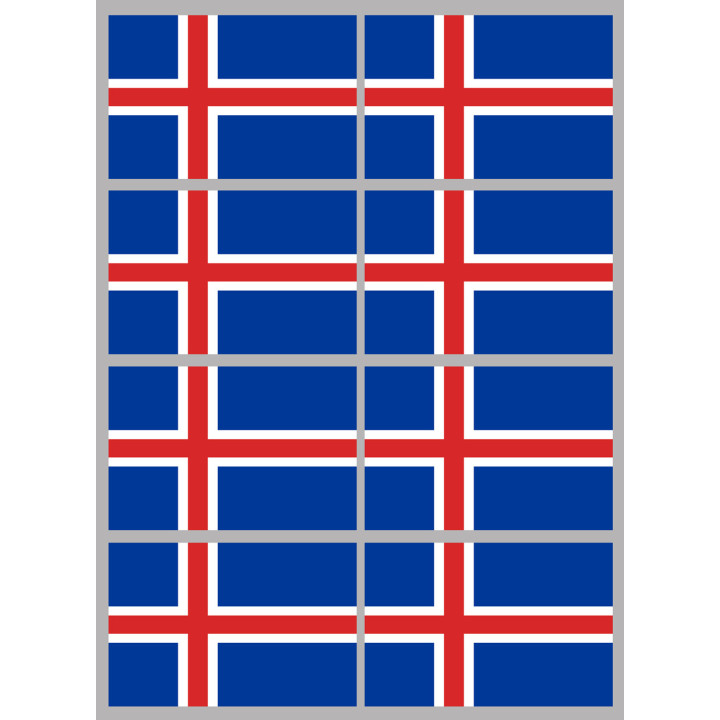 Drapeau Islande (8 fois 9.5x6.3cm) - Sticker/autocollant