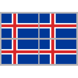 Drapeau Islande (4 fois 9.5x6.3cm) - Sticker/autocollant