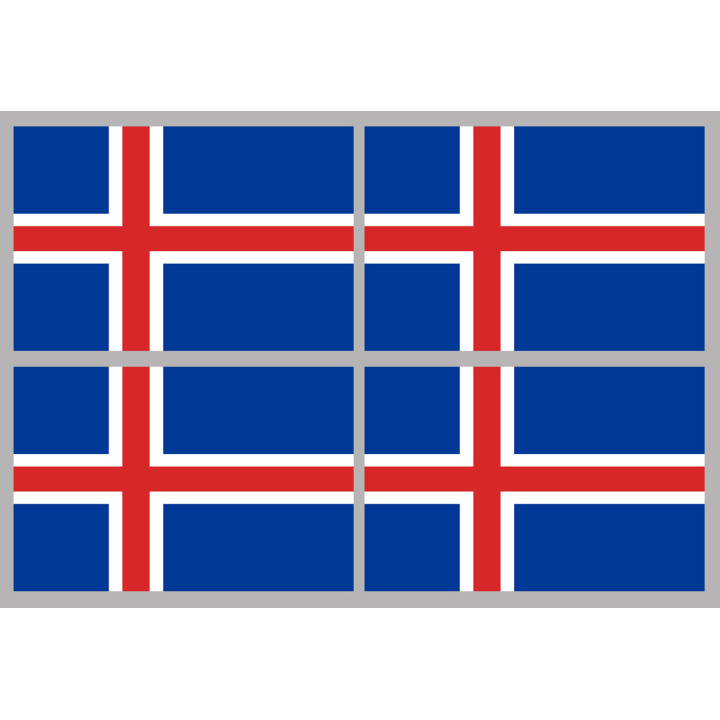 Drapeau Islande (4 fois 9.5x6.3cm) - Sticker/autocollant
