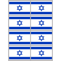 Drapeau Israel (8 fois 9.5x6.3cm) - Sticker/autocollant