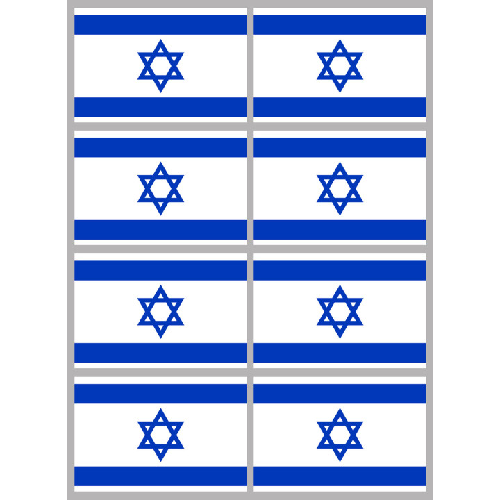 Drapeau Israel (8 fois 9.5x6.3cm) - Sticker/autocollant