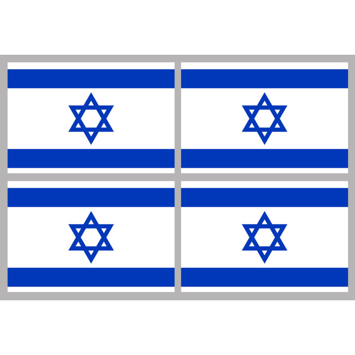 Drapeau Israel (4 fois 9.5x6.3cm) - Sticker/autocollant