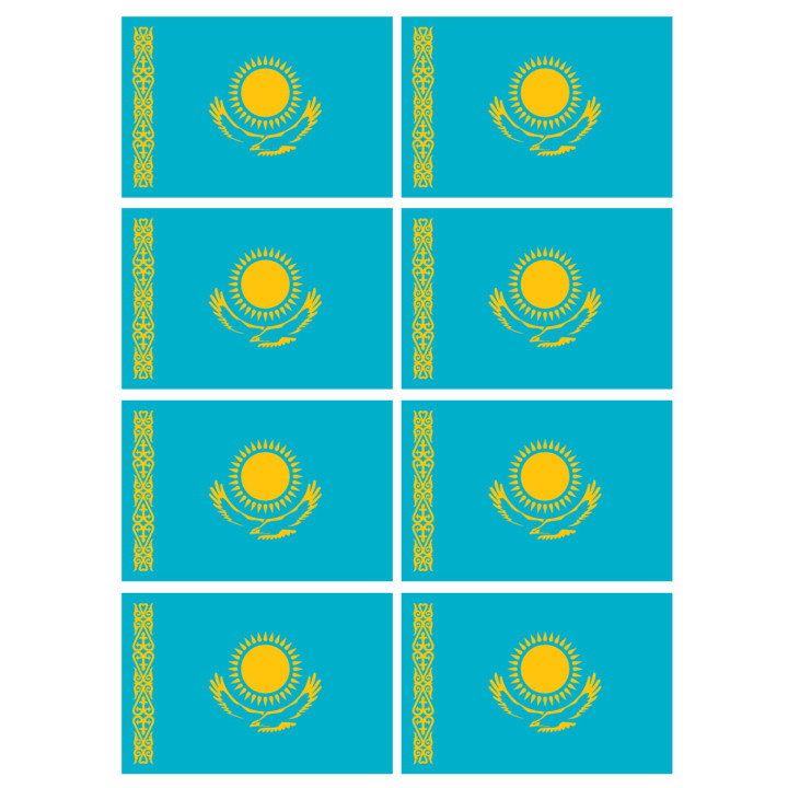 Drapeau Kazakhstan (8 fois 9.5x6.3cm) - Sticker/autocollant