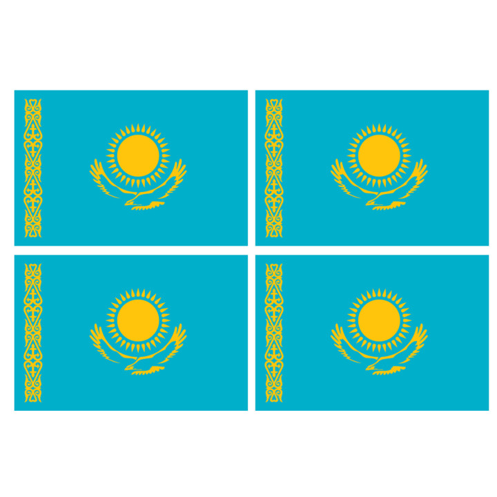 Drapeau Kazakhstan (4 fois 9.5x6.3cm) - Sticker/autocollant