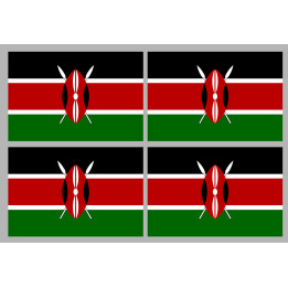 Drapeau Kenya (4 fois 9.5x6.3cm) - Sticker/autocollant