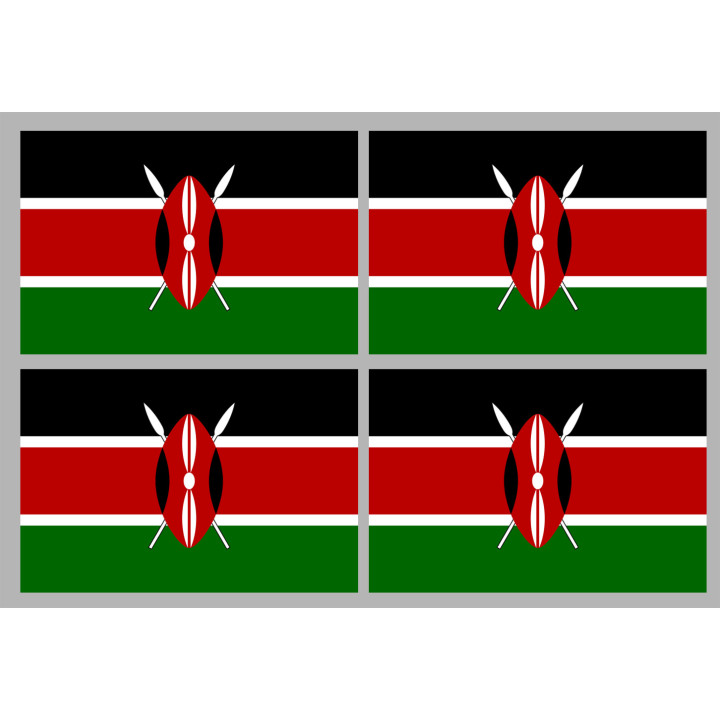 Drapeau Kenya (4 fois 9.5x6.3cm) - Sticker/autocollant