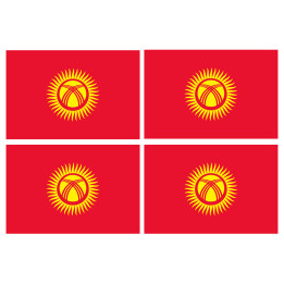 Drapeau Kirghizistan (4 fois 9.5x6.3cm) - Sticker/autocollant