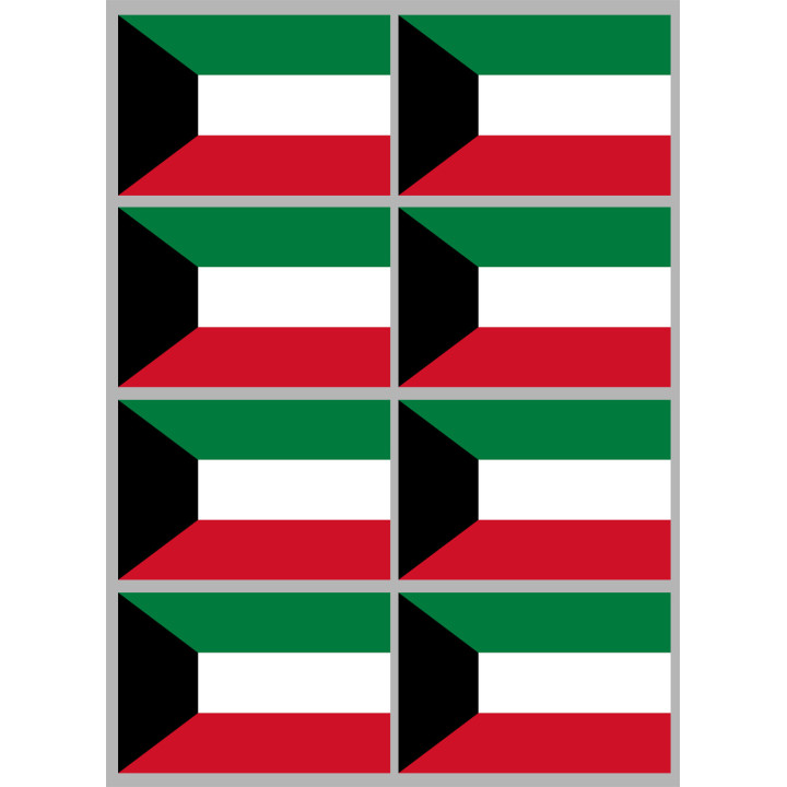 Drapeau Koweït (8 fois 9.5x6.3cm) - Sticker/autocollant