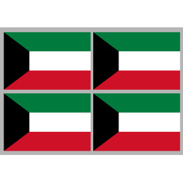 Drapeau Koweït (4 fois 9.5x6.3cm) - Sticker/autocollant