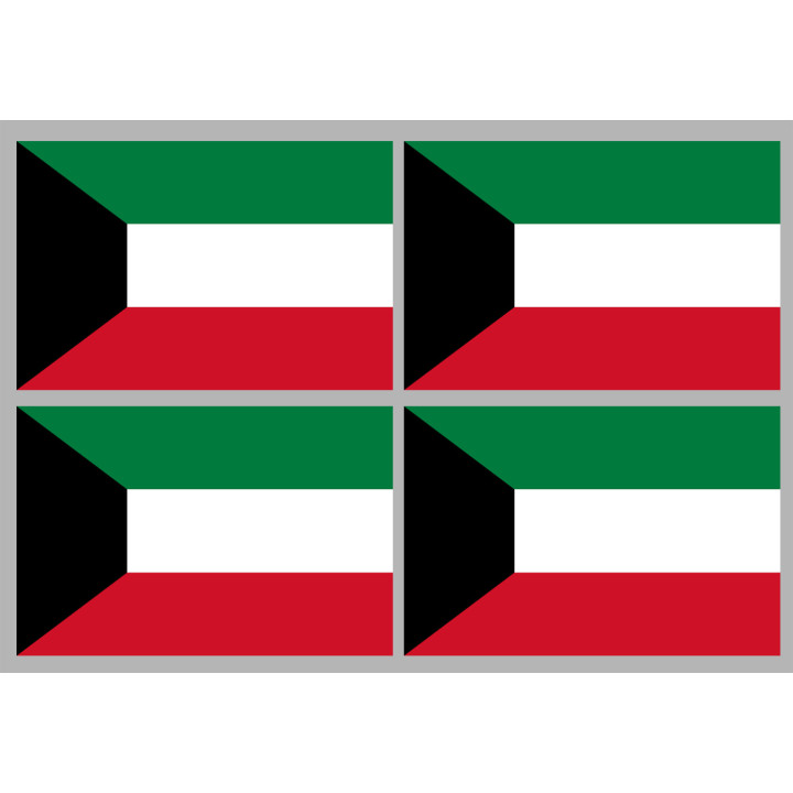 Drapeau Koweït (4 fois 9.5x6.3cm) - Sticker/autocollant