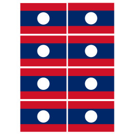 Drapeau Laos (8 fois 9.5x6.3cm) - Sticker/autocollant