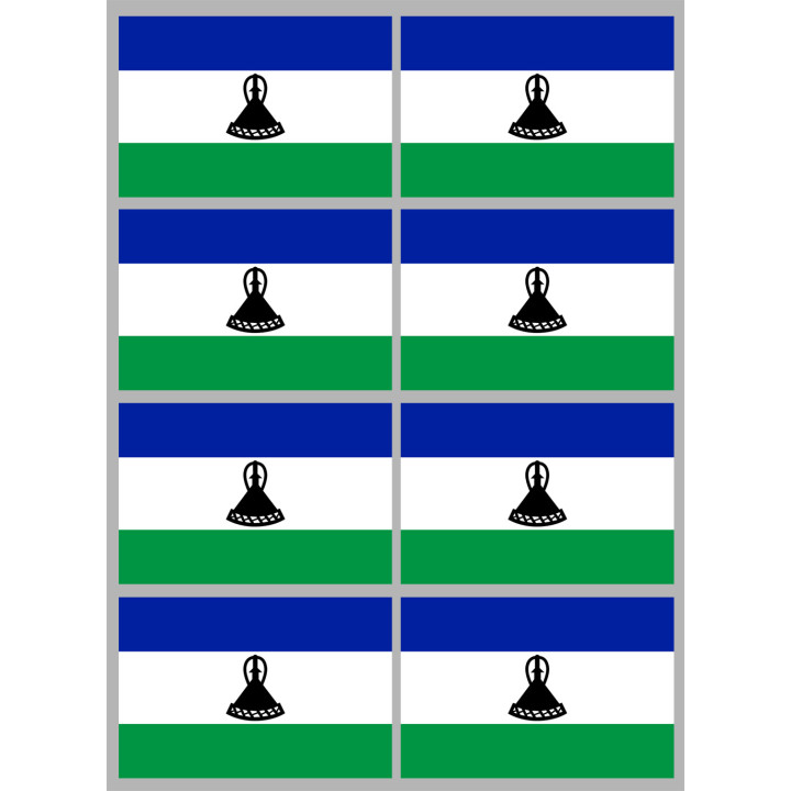 Drapeau Lesotho (8 fois 9.5x6.3cm) - Sticker/autocollant