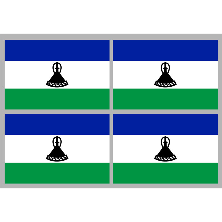 Drapeau Lesotho (4 fois 9.5x6.3cm) - Sticker/autocollant