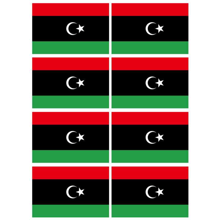 Drapeau Libye (8 fois 9.5x6.3cm) - Sticker/autocollant