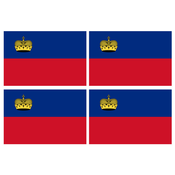 Drapeau Liechtenstein (4 fois 9.5x6.3cm) - Sticker/autocollant