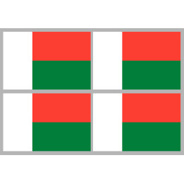 Drapeau Madagascar (4 fois 9.5x6.3cm) - Sticker/autocollant