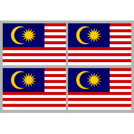 Drapeau Malaisie (4 fois 9.5x6.3cm) - Sticker/autocollant