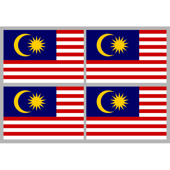 Drapeau Malaisie (4 fois 9.5x6.3cm) - Sticker/autocollant