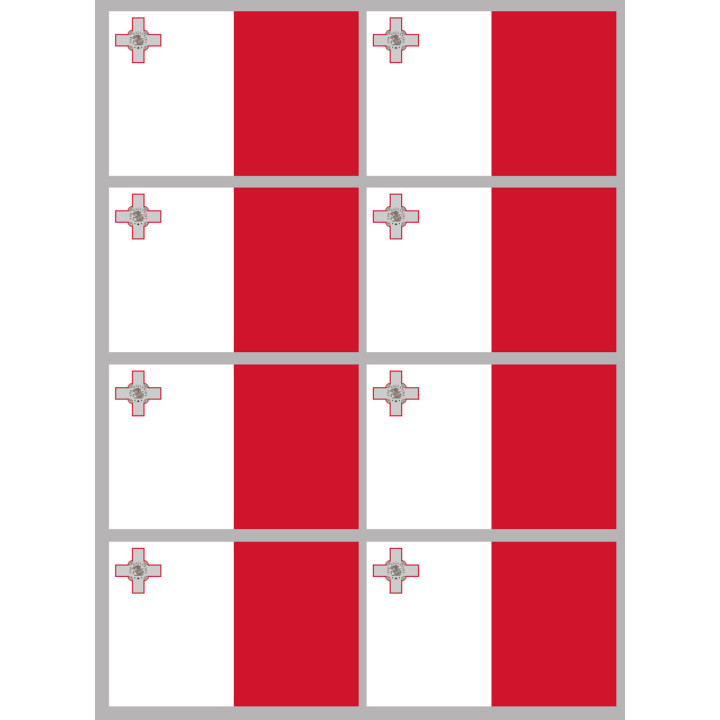 Drapeau Malte (8 fois 9.5x6.3cm) - Sticker/autocollant