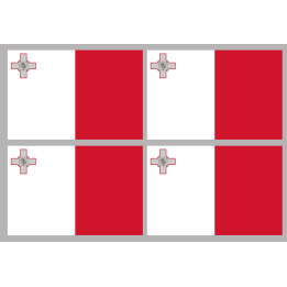 Drapeau Malte (4 fois 9.5x6.3cm) - Sticker/autocollant
