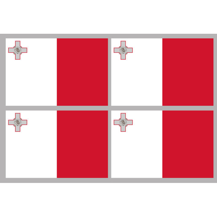 Drapeau Malte (4 fois 9.5x6.3cm) - Sticker/autocollant