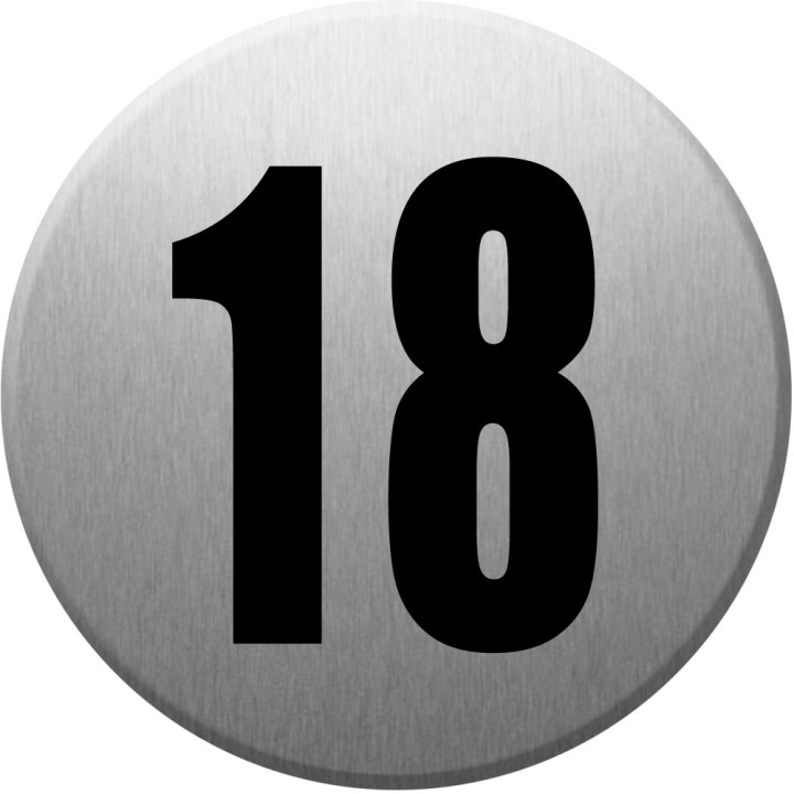 adresse postale numéro 18 - gris brossé 10x10cm - Sticker/autocollan