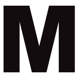 Lettre M noir sur fond blanc (10x11.7cm) - Sticker/autocollant