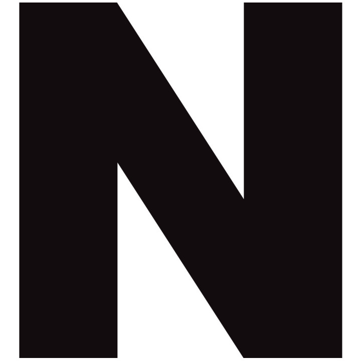 Lettre N noir sur fond blanc (20x20.3cm) - Sticker/autocollant