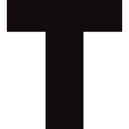 Lettre T noir sur fond blanc (5x4.7cm) - Sticker/autocollant