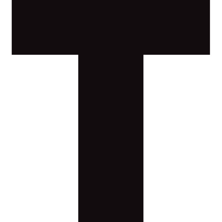 Lettre T noir sur fond blanc (5x4.7cm) - Sticker/autocollant