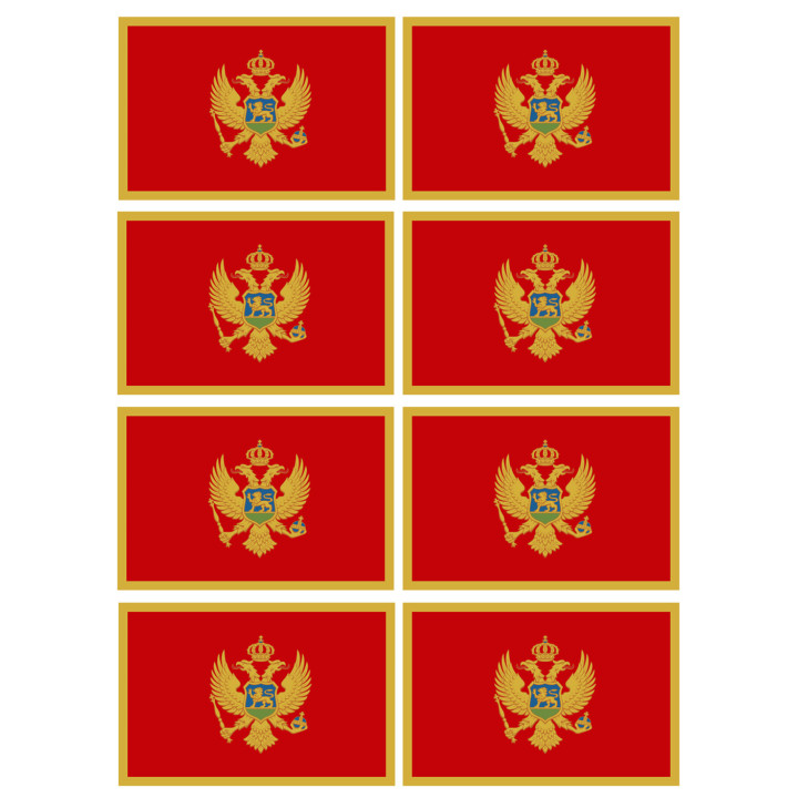 Drapeau Monténégro (8 fois 9.5x6.3cm) - Sticker/autocollant