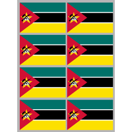 Drapeau Mozambique (8 fois 9.5x6.3cm) - Sticker/autocollant