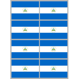 Drapeau Nicaragua (8 fois 9.5x6.3cm) - Sticker/autocollant