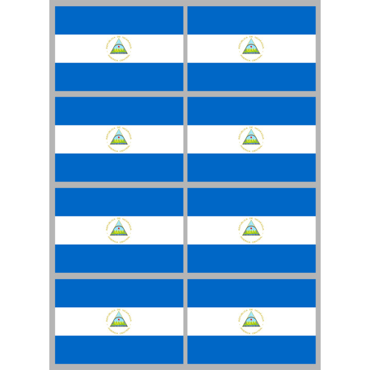 Drapeau Nicaragua (8 fois 9.5x6.3cm) - Sticker/autocollant