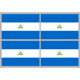 Drapeau Nicaragua (4 fois 9.5x6.3cm) - Sticker/autocollant