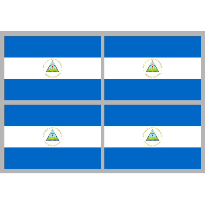 Drapeau Nicaragua (4 fois 9.5x6.3cm) - Sticker/autocollant